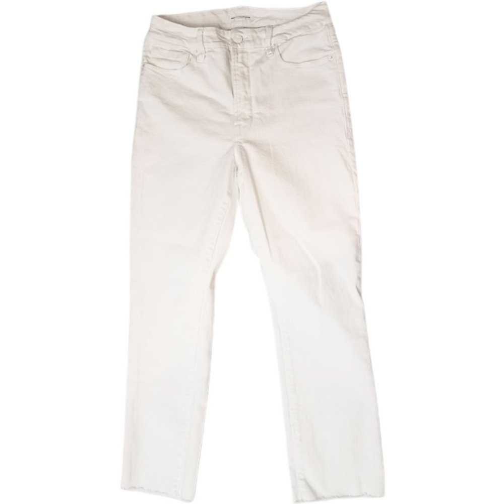 GOOD AMERICAN White Denim Straight Raw Hem Jeans - Women's 6/28